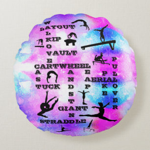 Mädchen Gymnastik Fähigkeiten Crosswords Runde Pil Rundes Kissen