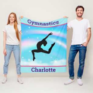 Mädchen Gymnastik Leap Regenbogenwolken Fleecedecke