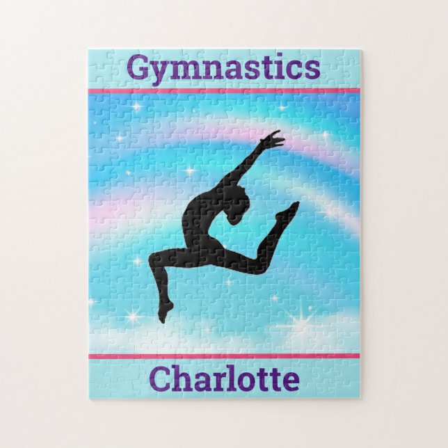 Mädchen Gymnastik Leap Regenbogenwolken Puzzle (Vertikal)