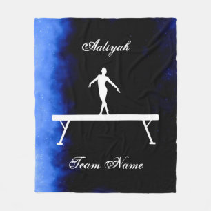 Mädchen Gymnastik Schwarz, Blau, Weiß mit Teamname Fleecedecke