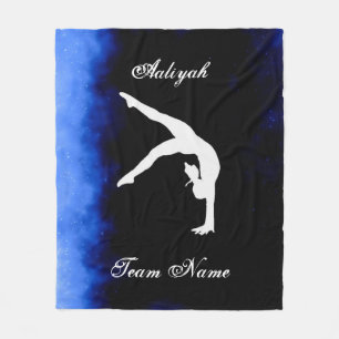 Mädchen Gymnastik Schwarz, Blau, Weiß mit Teamname Fleecedecke