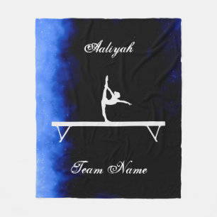 Mädchen Gymnastik Schwarz, Blau, Weiß mit Teamname Fleecedecke