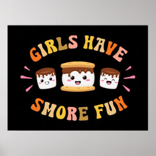 Mädchen haben s lustigere Kawaii Camping Smores Ge Poster