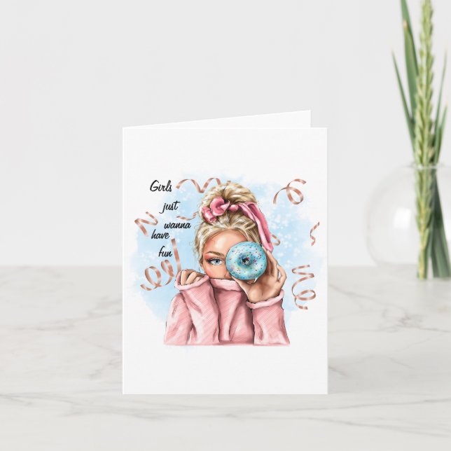 Mädchen haben Spaß-Karte Karte (Vorderseite)