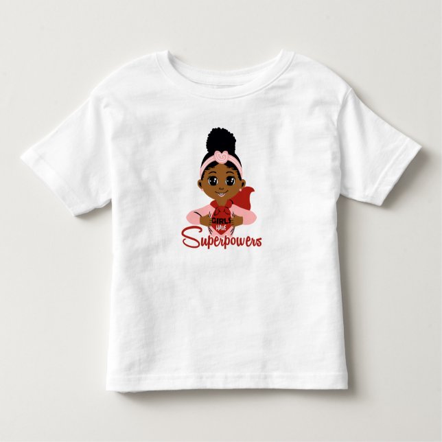 Mädchen haben Superkräfte Black Girl Superhero Cap Kleinkind T-shirt (Vorderseite)