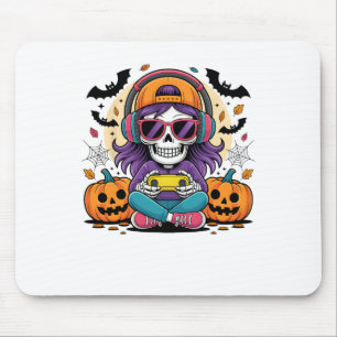 Mädchen Halloween Skelett Gamer Video Spiele Mädch Mousepad