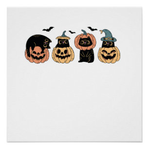 Mädchen Halloween Süße Katze Kürbis Hexe Kostüm La Poster