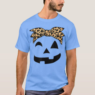 Mädchen Halloween Women, Kürbislaterne Leopard Pu T-Shirt