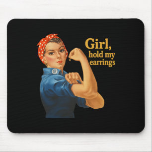 Mädchen hält meine Ohrringe Anti-Trump-Rosie die N Mousepad