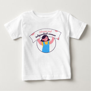 Mädchen halten ein Schild blau auf Baby T-shirt
