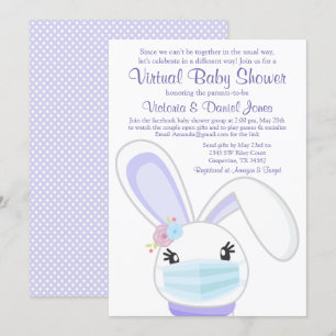 Mädchen-Hasenmasken-Mail Virtuelle Babyparty Einladung