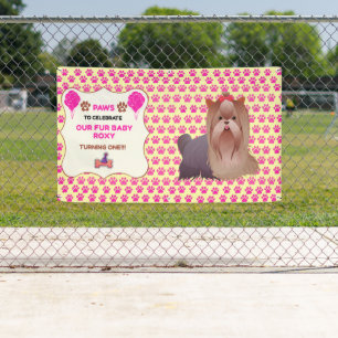 MÄDCHEN HAUSTIER ROSA 3x5 VINYL GLÜCKLICHE ADOPTIO Banner