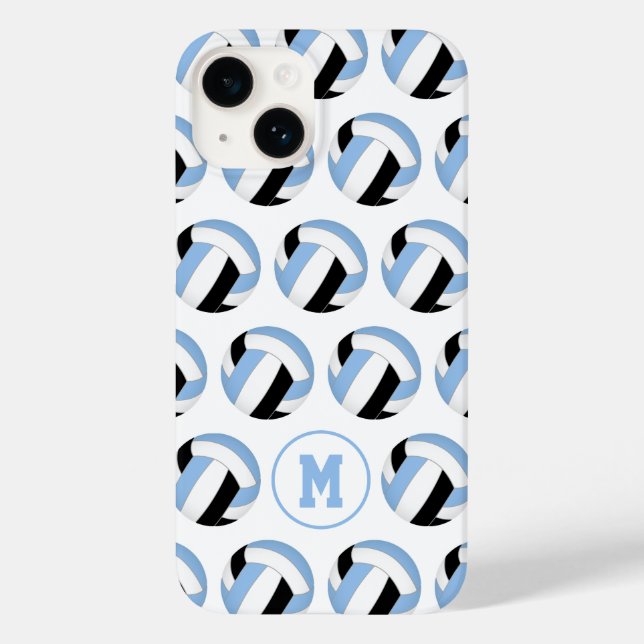Mädchen hellblaue schwarze Volleyballs Case-Mate iPhone Hülle (Rückseite)