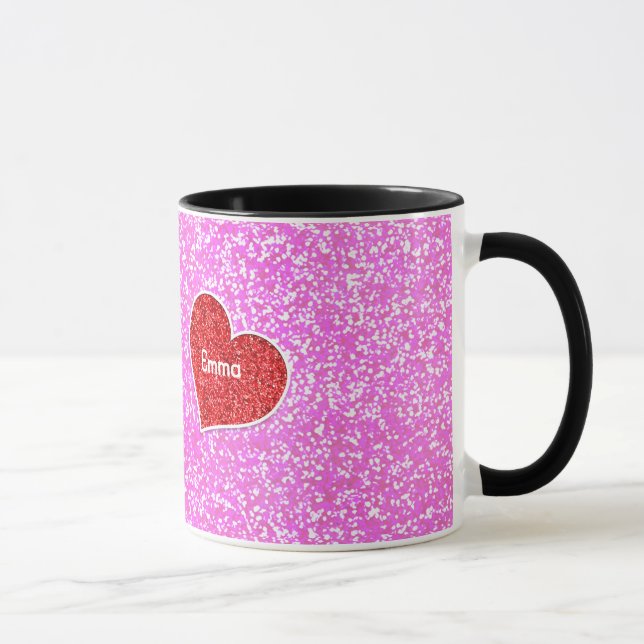 MÄDCHEN-HERZPINK-GLITZER TASSE (Rechts)