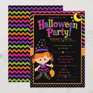 Mädchen Hexen Halloween-Party Einladung