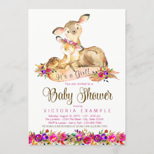 Mädchen-Hirsch-Baby-Shower-Einladungen Einladung