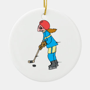Mädchen-Hockey-Spieler Keramik Ornament