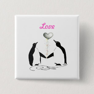 Mädchen Hübsche Niedliche Penguin Love Birds But Button