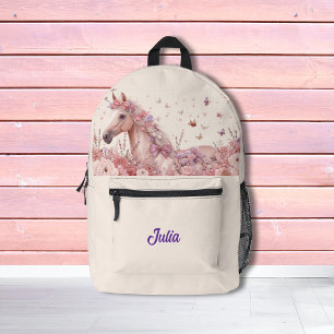 Mädchen Hübsche Ponys Pastell Blumen Pferd Bedruckter Rucksack