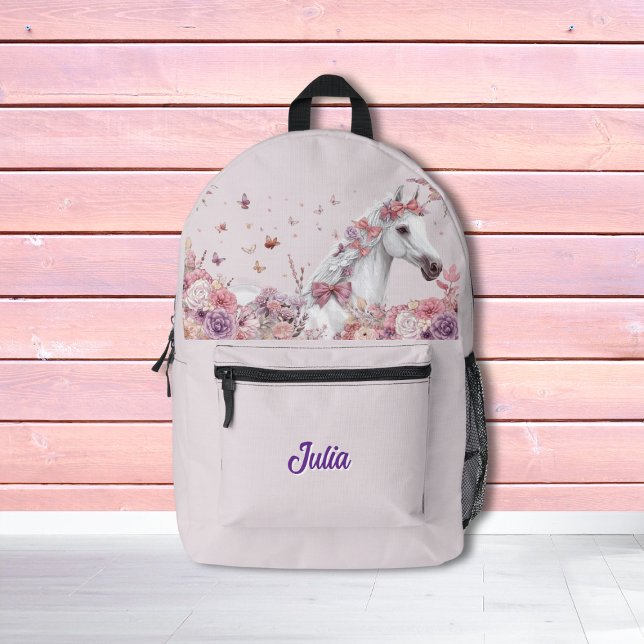 Mädchen Hübsche Ponys Pastell Blumen Pferd Bedruckter Rucksack (Von Creator hochgeladen)
