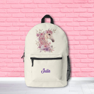 Mädchen Hübsche Ponys Pastell Blumen Pferd Bedruckter Rucksack