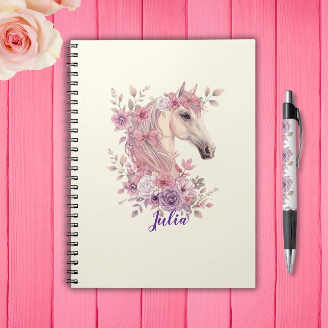 Mädchen Hübsche Ponys Pastell Blumen Pferd Notizblock (Von Creator hochgeladen)