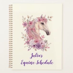 Mädchen Hübsche Ponys Pastell Blumen Pferd Planer