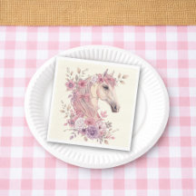 Mädchen Hübsche Ponys Pastell Blumen Pferd