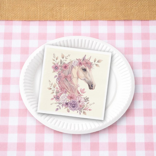 Mädchen Hübsche Ponys Pastell Blumen Pferd Serviette (Von Creator hochgeladen)