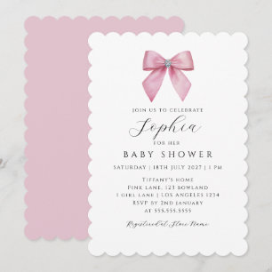 Mädchen Hübsche Rosa Schleife Baby Shower Einladung