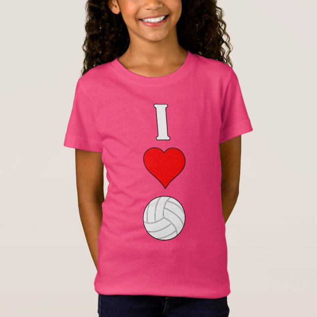 Mädchen I Liebe (Herz) Volleyball Grafik T - Shirt (Vorderseite)