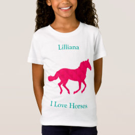 Mädchen "I Liebe Horses" Rosa Pferde T - Shirt