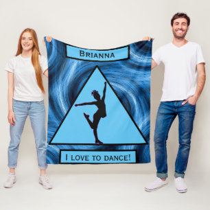 Mädchen "I Liebe to Dance" Blaue Wirbel Fleecedecke
