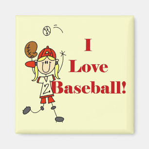 Mädchen Ich Liebe Baseball T-Shirts und Geschenke Magnet