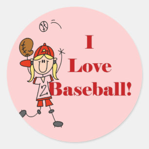 Mädchen Ich Liebe Baseball T-Shirts und Geschenke Runder Aufkleber