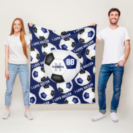 Mädchen Ich Liebe Fußball schwarz Fleecedecke