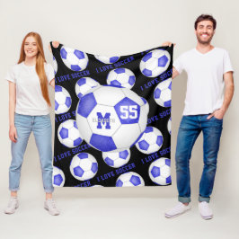 Mädchen Ich Liebe Fußball Text blau schwarz Fleecedecke