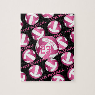 Mädchen Ich Liebe Volleyball hellrosa personalisie Puzzle