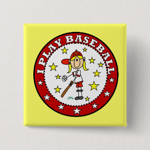 Mädchen Ich Spiele Baseball T-Shirts und Geschenke Button