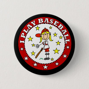 Mädchen Ich Spiele Baseball T-Shirts und Geschenke Button