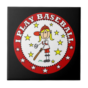 Mädchen Ich Spiele Baseball T-Shirts und Geschenke Fliese