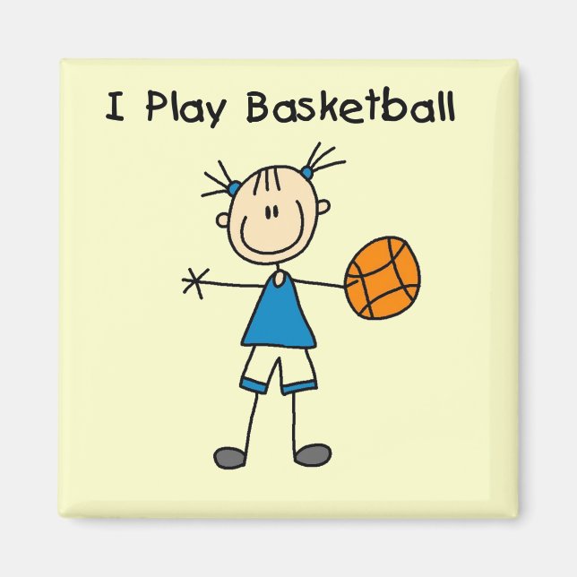 Mädchen Ich spiele Basketball-Tshirts und Geschenk Magnet (Vorne)