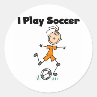 Mädchen Ich spiele Fußball Runder Aufkleber