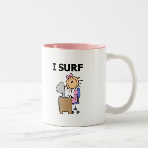 Mädchen ich surfe im Web T-Shirts und Geschenke Zweifarbige Tasse