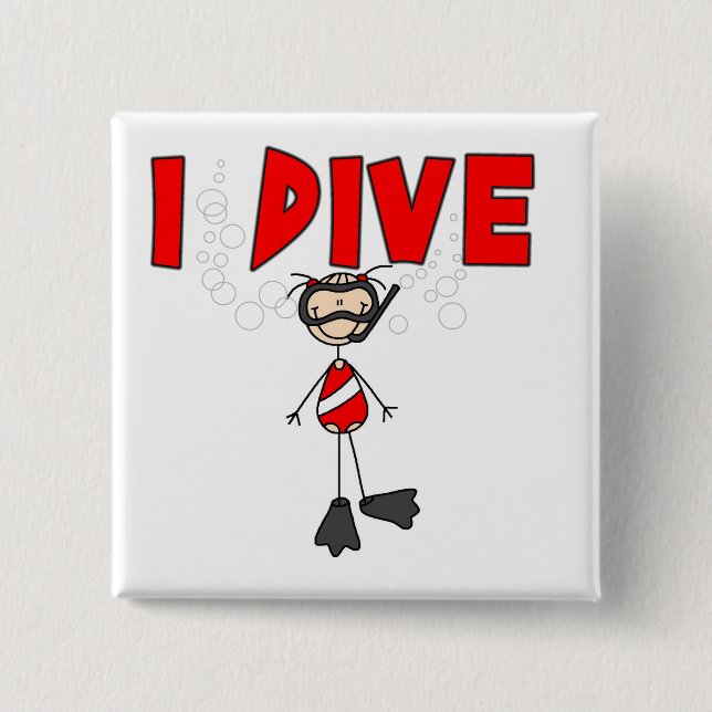 Mädchen Ich Tauche T-Shirts und Geschenke Button (Vorderseite)