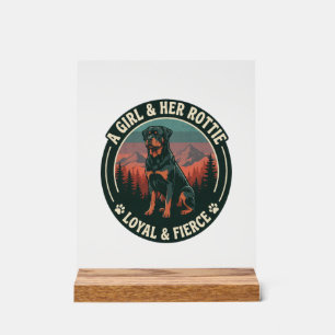 Mädchen Ihr Rottie Treuer Wilder Rottweiler Hund M Acrylschild