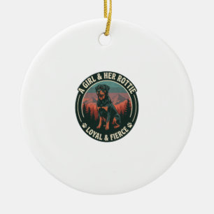 Mädchen Ihr Rottie Treuer Wilder Rottweiler Hund M Keramik Ornament