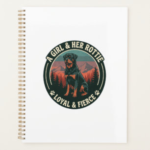 Mädchen Ihr Rottie Treuer Wilder Rottweiler Hund M Planer