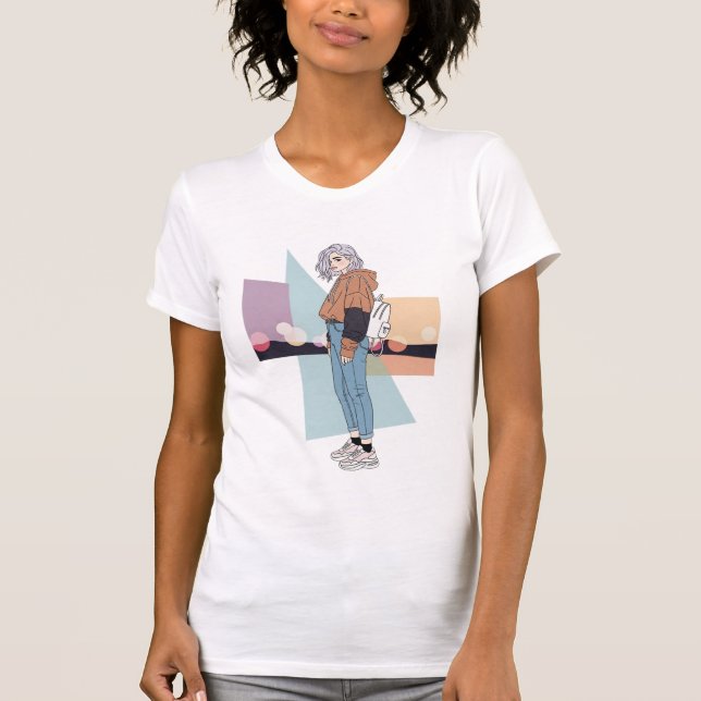 Mädchen-Illustration Ästhetik T-Shirt (Vorderseite)
