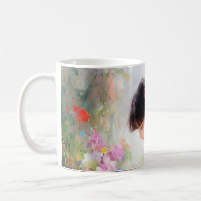 Mädchen im Blumengarten Kaffeetasse (Links)